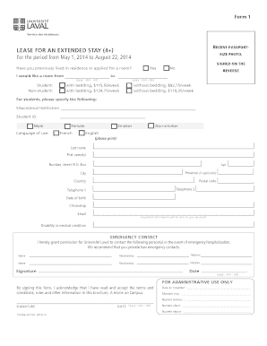 Université Laval Residence Application Form