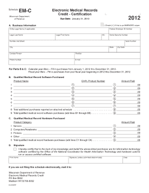 Wisconsin EM-C Electronic Medical Records Credit Certification