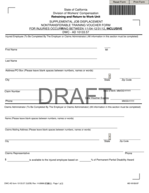 California Supplemental Job Displacement Voucher Form