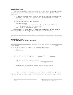 School Readmittance Form