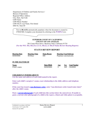 California Status Review Report