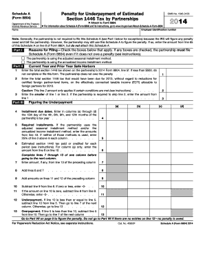 Schedule A Form 8804 Penalty for Underpayment of Estimated Tax