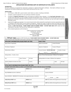 California Stillbirth Certificate Application