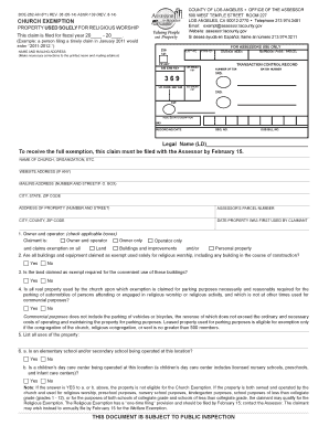 California Church Exemption Form
