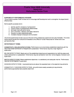 Prairie View A&M University Performance Review Form