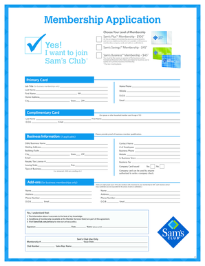 Sam's Club Membership Application