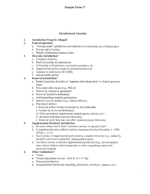 Form 17: Jurisdictional Checklist, Civil Litigation Management ... - fjc