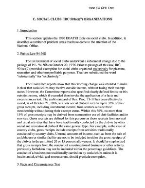 IRC 501(c)(7) Social Club Tax Guidelines