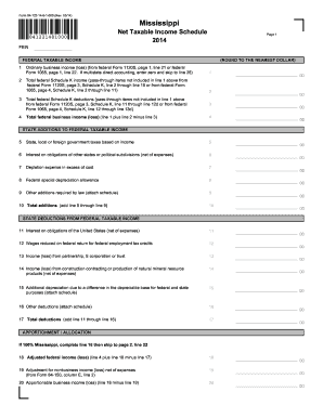 Mississippi Net Taxable Income Schedule
