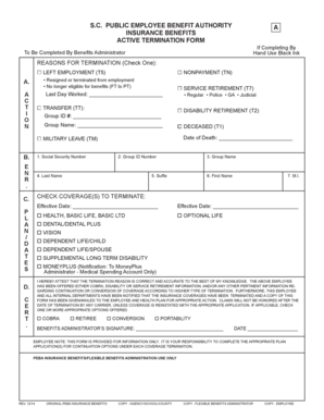 South Carolina Public Employee Benefits Termination Form