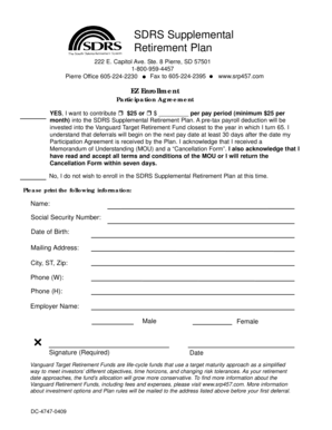 SDRS Supplemental Retirement Plan Participation Agreement