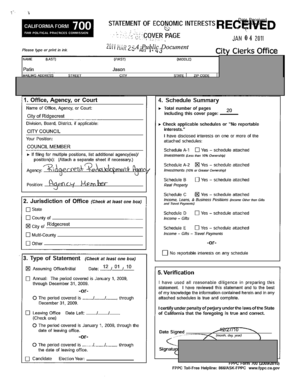 California Form 700 Statement of Economic Interests