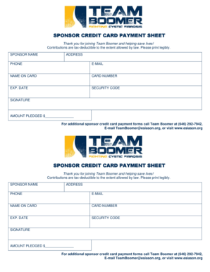 Sponsor Credit Card Payment Form