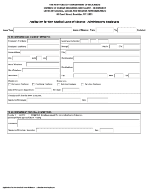 Application for Non-Medical Leave of Absence