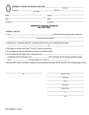 Property Damage Affidavit