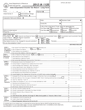Iowa Corporation Income Tax Return - Long Form
