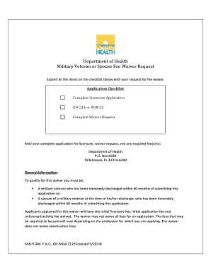 Military Veteran or Spouse Fee Waiver Request