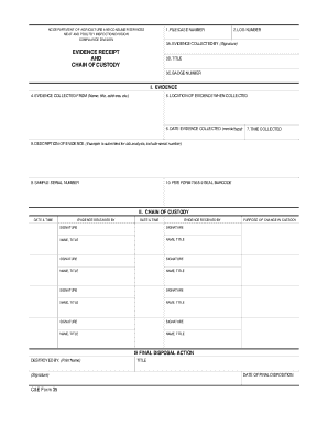 USDA Evidence Receipt and Chain of Custody Form