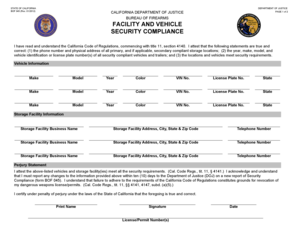 California Facility and Vehicle Security Compliance Form