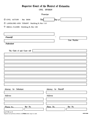 Civil Division Praecipe Form