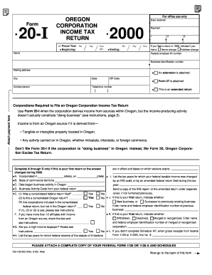 Oregon Corporation Income Tax Return