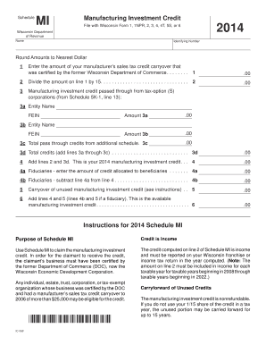 Wisconsin Manufacturing Investment Credit Schedule MI