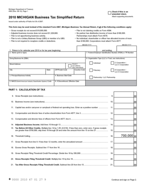 Michigan Business Tax Simplified Return