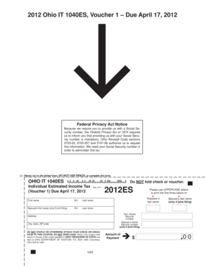 Ohio IT 1040ES Estimated Income Tax Voucher