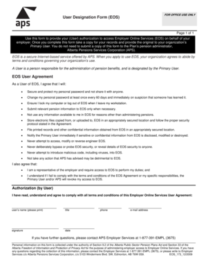 User Designation Form for Employer Online Services