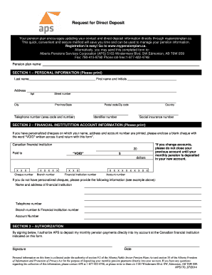 Request for Direct Deposit