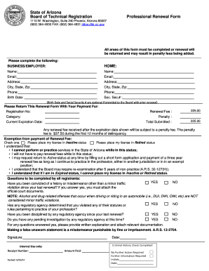 Arizona Professional Renewal Form