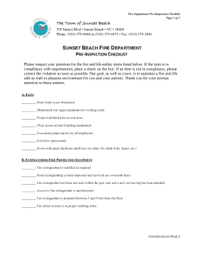 Fire Department Pre-Inspection Checklist