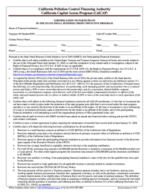 California Small Business Credit Initiative Certification