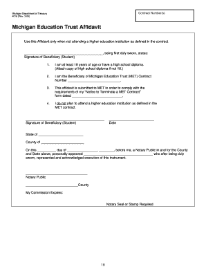 Michigan Education Trust Affidavit