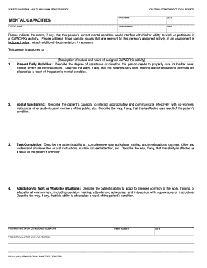 California Mental Capacity Evaluation Form