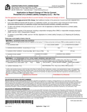 California LLC Personnel Title Change Application