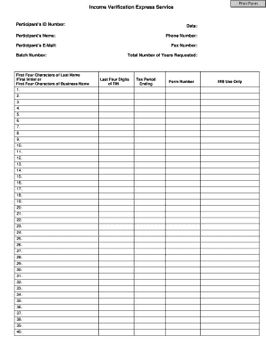 Income Verification Express Service Form