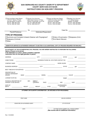 California Non-Writ Process Instructions