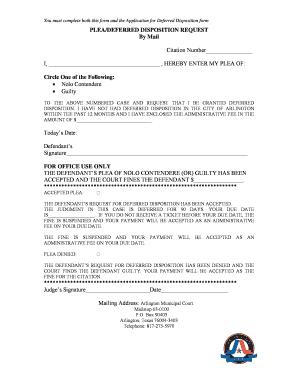 Plea Deferred Disposition Request