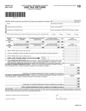 Hawaii Use Tax Return Form G-26