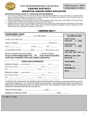 City of Richmond Residential Parking Permit Application