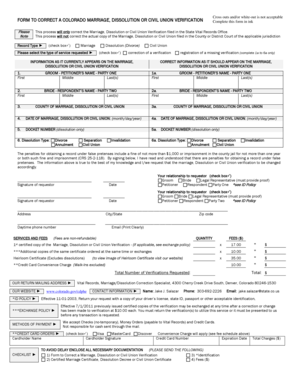 Colorado Marriage Dissolution Correction Form