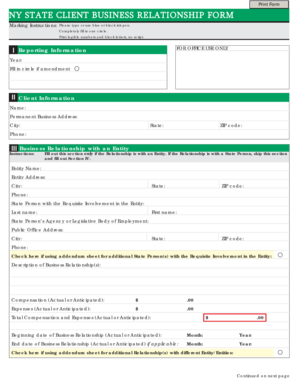 NY State Client Business Relationship Form