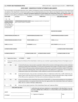 USPTO Form PTO-107A