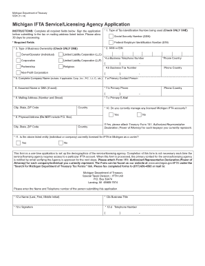 Michigan IFTA Service Licensing Agency Application
