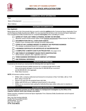 New York City Housing Authority Commercial Space Application Form