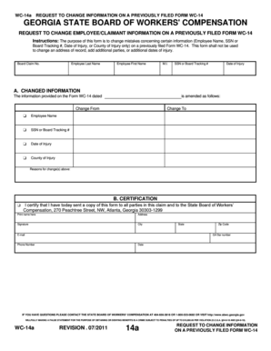 Georgia WC-14a Form