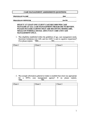 DFTA Case Management Assessment Form