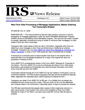 Form 4506T-EZ Request for Individual Tax Return Transcript