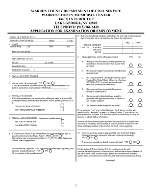Warren County Employment Application Form